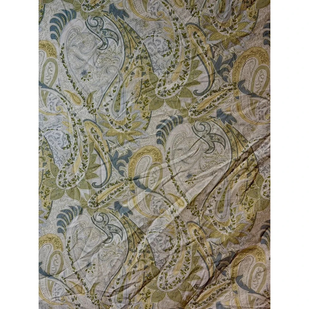 Pottery Barn Jolie Paisley Duvet Cover Full‎ Queen Sage Green Yellow Cotton 2006